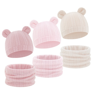 <span class=keywords><strong>Pull</strong></span> à oreilles de blé de couleur unie européenne et américaine Chapeau <span class=keywords><strong>Mickey</strong></span> Chapeau pour bébé Écharpe chaude double face Ensemble deux pièces pour bébé - Product Image 1