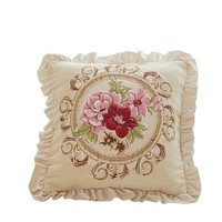Chenille Gewebtes Waschbares Gerüschtes Großes Quadratisches Kissen Sofa-Rückenkissen Chinesischer Klassischer Stil Pflanzenmotive