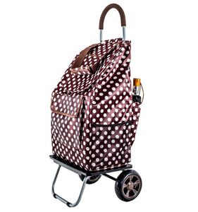 4/8 Wheels FoldableEasy to Clean Trolley Factory Direct Sales Portable Shopping <b>Bag</b> Zipper Closure Two <b>Foldable</b> Grocery Tote - Product Image 1