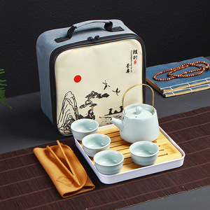 Wholesale Porcelain <strong>Chinese</strong> Gongfu <strong>Tea</strong> <strong>Set</strong> Portable <strong>Set</strong> With Gift Bag <strong>Tea</strong> Maker Custom logo Ceramic Pot Gift <strong>Sets</strong> - Product Image 4