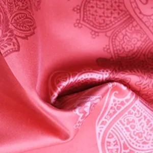 New style fashion 100% polyester woven custom red satin printing fabrics for wedding