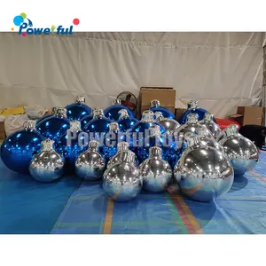 Bleu et Argent Pvc Matériel Ballon Géant Gonflable Ornements De Noël Miroir Disco Ball