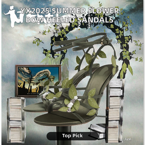 Yx2025 Summer New Fashionable Flower Outdoor Women's Slippers Sexy <b>Bow</b> High Top Ultra High Heel <b>Sandals</b> Rubber Outsole - Product Image 2