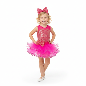 Disfraz de Danza Jazz Rojo para Niñas, Vestido Tutú con Lentejuelas en Forma de Corazón, Falda de Tul con Capas Brillantes para Navidad y Actuaciones Escénicas - Product Image 3