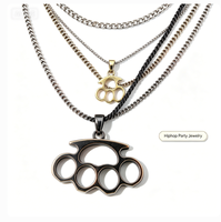 Collier pendentif en alliage de zinc, style punk multicolore, prêt à être expédié, pour hommes motards, bijoux de fête hip-hop