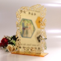 Porte-cartes en acrylique miroir en or blanc unique DIY Carte de table de mariage découpée pour fête de fiançailles et mariage
