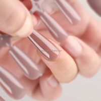 Faux ongles artificiels en forme de cercueil, naturels, longs, à pression complète, look quotidien, capsule gel x, couleur, faux ongles, fournisseurs de conseils