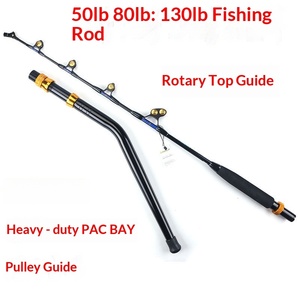 Canne à pêche à <span class=keywords><strong>la</strong></span> traîne haute qualité 50/80/130 lb, robuste, 1,54 m, en carbone, avec poignée courbée et guides <span class=keywords><strong>de</strong></span> poulie Taiwan PAC BAY - Product Image 1