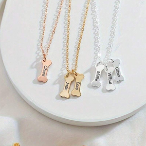 Duoying personalizado Animal colgante grabado memoria Collar personalizado perro hueso nombre Collar para amantes de los perros - Product Image 3