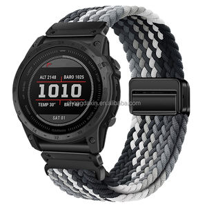 <span class=keywords><strong>Bracelet</strong></span> de montre en nylon tissé élastique 22mm 26mm pour Garmin Fenix 6X 7X 6 5 Tactix <span class=keywords><strong>Forerunner</strong></span> <span class=keywords><strong>955</strong></span> <span class=keywords><strong>Bracelet</strong></span> de montre à boucle magnétique - Product Image 2