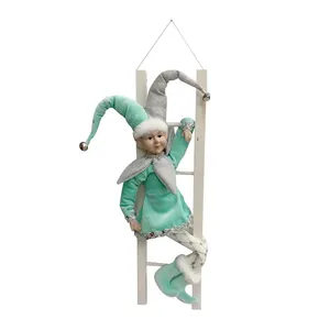 Noel Decor Navidad Escalada Escalera Elfo Muñeca Elfos de peluche Marioneta Navidad Estatuilla Elfo Juguetes