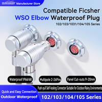 Connecteur circulaire étanche IP66/68 Push-Pull à verrouillage automatique, compatible avec les fiches coudées Fischer ODU WSO série 102-105F, 2-27 broches