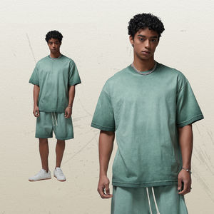 T-shirt pour homme de haute qualité, 220 GSM, 100% coton tricoté, respirant, lourd, surdimensionné, taille plus, manches courtes, uni, logo personnalisé - Product Image 4