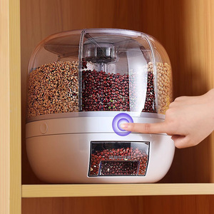 Rotating Divider Airtight Container 10L Round Food Storage For Grains Cereals Kitchen Rice Bucket - Product Image 3