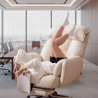 Fauteuil de bureau ergonomique pivotant moderne en tissu blanc moelleux, confort de luxe, avec roulettes, en promotion, pour salon, SENSASI Z1217