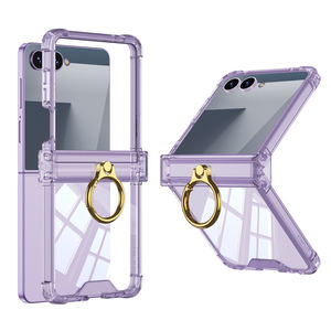 Funda de PC con bisagra de TPU y anillo, cubierta transparente plegable para Samsung Z Flip 3 4 Flip 5 6 7 con soporte de anillo y bisagra - Product Image 3