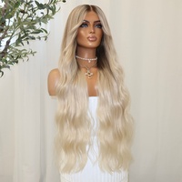 Perruque Lace Frontale Cheveux Européens Ombré Blond Nœuds Décolorés Cheveux Vierges Bruts 13*4 13*6 Perruque Lace Front Faite à la Main