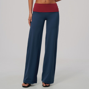 Pantalon de yoga <span class=keywords><strong>pour</strong></span> <span class=keywords><strong>femme</strong></span>, personnalisé ODM OEM, respirant, à taille contrastante repliable, coupe large, avec effet push-up <span class=keywords><strong>pour</strong></span> les hanches, idéal <span class=keywords><strong>pour</strong></span> la <span class=keywords><strong>gym</strong></span> et le quotidien. - Product Image 3