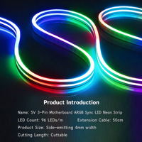 Lampu LED Strip ARGB AURA SYNC 5V 3Pin ABS Soft Light Bar, Efek Aliran RGB yang Dapat Diatur, USB, untuk Casing PC Gaming dan Pencahayaan Desktop
