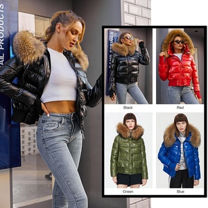 Giacca Invernale da <span class=keywords><strong>Donna</strong></span> di Marca alla Moda con Cappuccio in Pelliccia Piumino Antivento Lucido Impermeabile Caldo Piumino da <span class=keywords><strong>Donna</strong></span> - Product Image 2