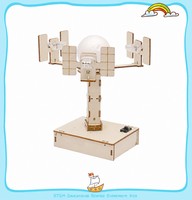 Kit Scientifique STEM DIY : Modèle de Satellite Géostationnaire BoHang – Jouet Éducatif Spatial en Bois pour Enfants – Expérience de Satellite Orbital LED