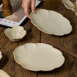 Placas Nórdicas Prato De Forma Oval Jantar Prato De Louça De Porcelana Retro