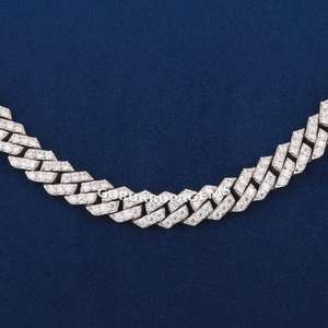 Chaîne cubaine Miami tendance de luxe en argent sterling 925 avec diamants Moissanite, collier unisexe, cadeau de mariage - Product Image 3