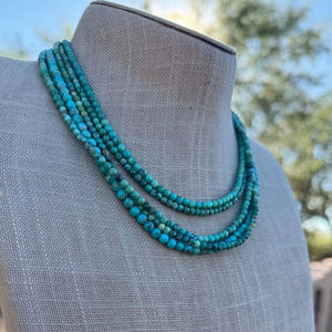 Collier en perles de turquoise Kingman fait à la main, 17 pouces, collier en perles, bijoux élégants, cadeau pour elle - Product Image 1