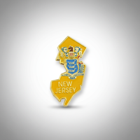 GREPAS GIFTS Épinglette de revers plaquée or en forme de drapeau de l'État du New Jersey, 1,25 pouce