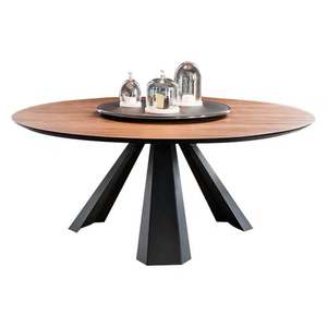 Ensemble de meubles de banquet de <span class=keywords><strong>restaurant</strong></span> d'hôtel de luxe, grande table à manger ronde en bois avec <span class=keywords><strong>centre</strong></span> rotatif - Product Image 2