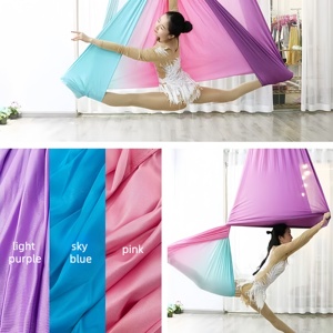 Meilleur hamac de yoga aérien anti-gravité balançoire <span class=keywords><strong>lit</strong></span> de yoga volant de couleur dégradée avec faible étirement en nylon durable - Product Image 2
