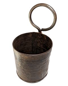 Single Iron Cup with Retro Handle Old Wrought Metal Storage Bucket Retro Ceramic <b>Flower</b> Bowl for Drinking - Product Image 1