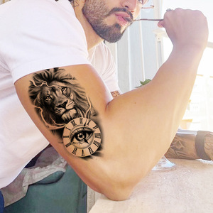 Sexy tribale braccio animale fiore tatuaggi temporanei per gli uomini e le donne bianco trasferibile adesivo di carta facile applicazione del corpo - Product Image 3