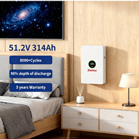 Batterie de stockage d'énergie domestique murale empilable LiFePO4 16kWh 20kWh 32kWh 48V/51.2V 200Ah 300Ah pour la sauvegarde d'énergie solaire