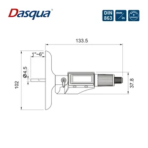 Dasqua mikrometer kedalaman Digital 0-150mm, dengan konversi inci/metrik berhenti Ratchet