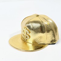 Gorra con Estampado de Cocodrilo y Símbolo de Dólar Dorado, Estilo Coreano, Marca de Moda, Gorra Hip-Hop, Gorra de Ala Plana para Baile Urbano, Gorra para el Sol, Gorra de Béisbol