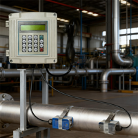 Débitmètre à ultrasons mural en plastique OM-213 haute précision pour liquides/fluides, protection IP65/IP67 pour applications industrielles et municipales