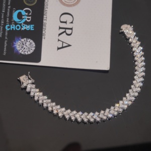 Drop Shipping RTS GRA Pass Diamond Tester Solid 925 Silver 9.3MM <b>Iced</b> <b>Out</b> Hip Hop Jewelry VVS Moissanite Tenis Bracelet - Product Image 6