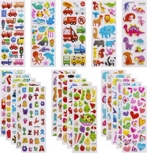 Autocollants 3D en relief en gros pour enfants et tout-petits, 24 feuilles différentes, autocollants de dessins animés vifs pour garçons et filles, loisirs créatifs et scrapbooking - Product Image 1