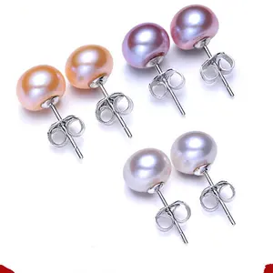 8-9mm 925 silver freshwater cultured fashionable wholesale pearl stud earing