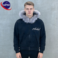 QZFSO Memproduksi Jaket Hoodie Oversize Custom dari Katun Berbulu dengan Kancing, 500gsm French Terry, Cetak DTG, Street Wear untuk Pria