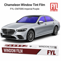 Film teinté pour vitres de voiture, effet caméléon, film teinté pour vitres latérales et arrière, IRR65%+ UV99%, effet arc-en-ciel caméléon, film solaire teinté, rouleau de 1,52*30m