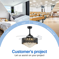 Ventilateur de plafond LED moderne de 42 pouces avec corps en métal, commande par application et télécommande, idéal pour chambre, salon et maison