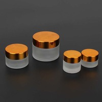 Luxe 5g 10g 15g 1oz 30ml 50g 100g vide givré verre cosmétique pot de crème pour le visage crème pour le visage conteneur avec couvercle noir or ruban