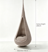 Fauteuil suspendu Ropecube-Waterdrop Swing, moderne, en corde polyester tressée à la main, sûr pour l'intérieur/extérieur, salon, chambre, patio, cour.