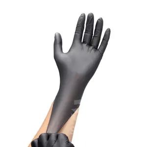 100件黑色蓝色无粉末工作手套工业外科聚氯乙烯蓝色黑色纹身丁腈手套