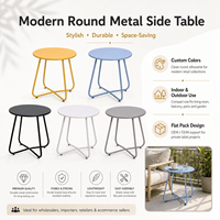 Table d'appoint moderne en métal style nordique Macaron avec base stable en X pour salon et balcon, anti-rouille, idéale pour petits espaces