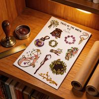 Feuille d'autocollants fantastiques Tales of the North V.2, motifs de runes et de potions magiques pour scrapbooking, journalisation et loisirs créatifs