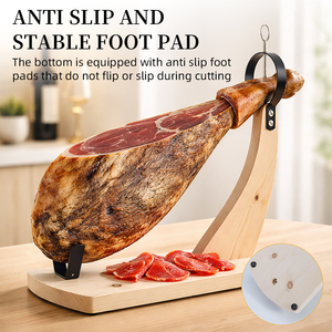 Soporte Profesional de Madera para Jamón con Cuchillo, Soporte de Jamón de Acero Inoxidable para Cortar Jamón <span class=keywords><strong>Español</strong></span> - Product Image 5