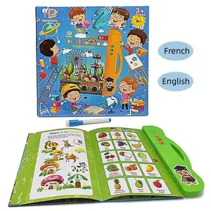 Tabletas de aprendizaje para niños en idioma francés, libros electrónicos de aprendizaje educativo temprano para niños, juguete bilingüe para niños con sonido táctil
